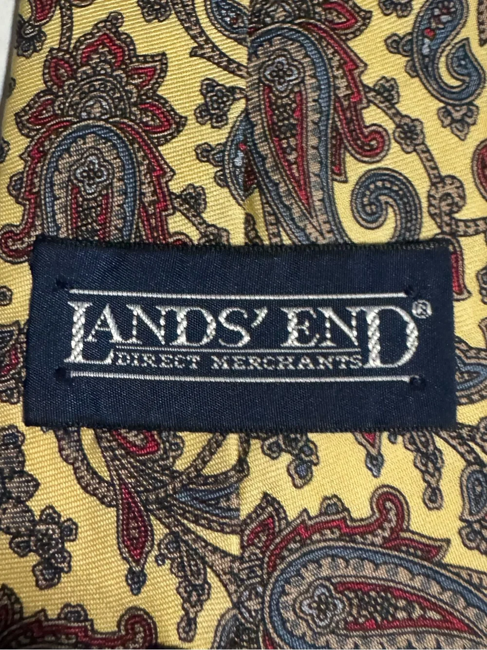 Vintage Lands End Paisley Mens Silk Tie Luxe Old Money Artsy Quiet Luxury Preppy